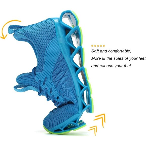 Women Sky Blue Slip-On Walking Running Shoes Blade Sneaker Non-Slip Comfort - Picture 5 of 8